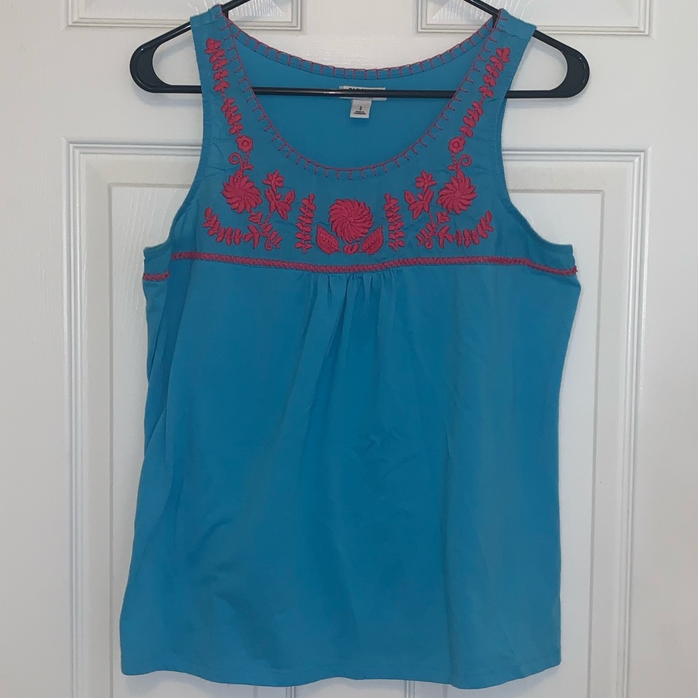 Old Navy blue and pink tank, large in women’s.